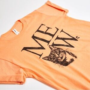 CatLady Orange Cat “Meow” Tee Small NEVER WORN